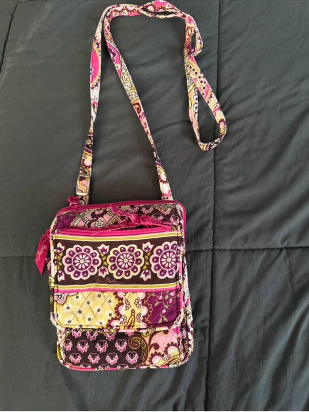 Vera Bradley Pink Purple Floral Patchwork Crossbody Bag